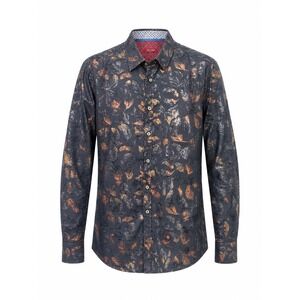 Indie Bohemian Feather Print Bamboo Shirt Mens Resortwear Party Clubwear Size XL
